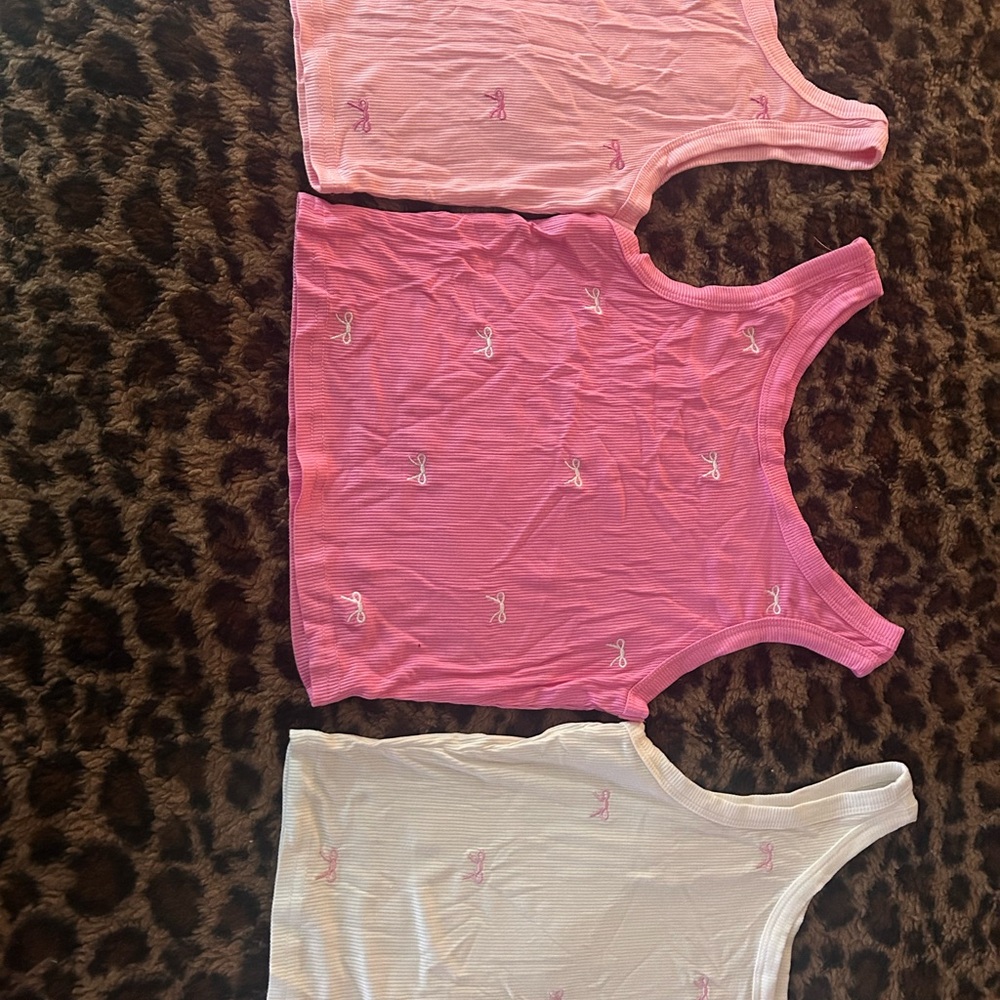 SHEIN Pink and White Tank Tops